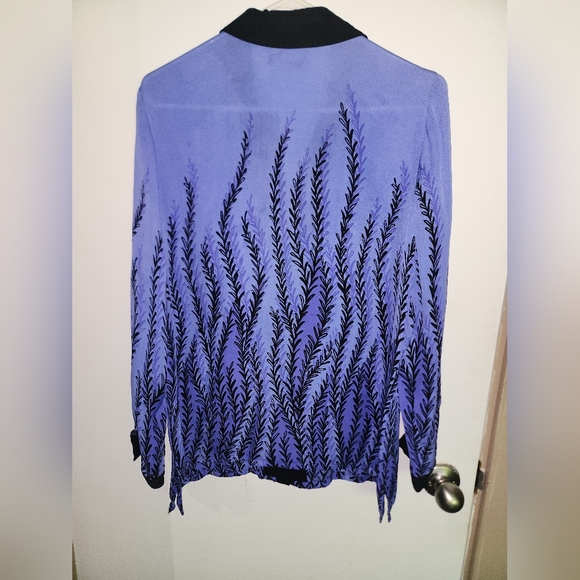 Bob Mackie Wearable Art 100% Silk Long Sleeve Blouse - Picture 2 of 8